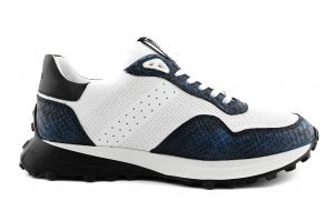 02705 sneaker wit blauw croco combi