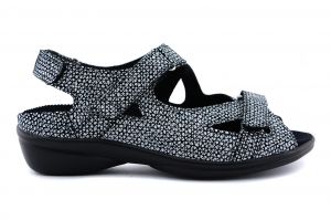 7258 H sandaal klitteband zwart/witcombi